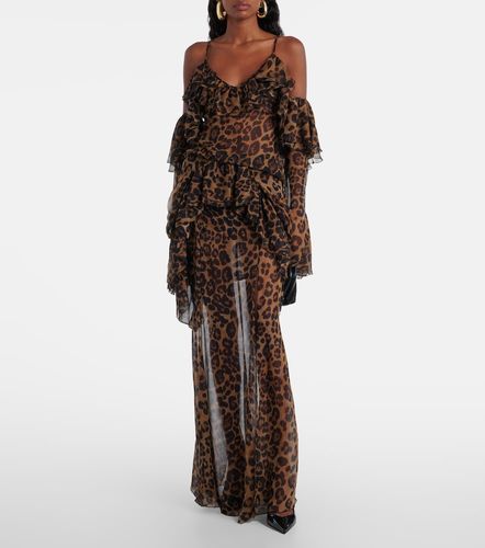 Jupe longue en crêpe de soie à motif léopard - Blumarine - Modalova