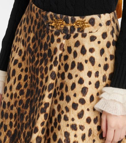 Jupe midi en laine à motif léopard - Valentino - Modalova