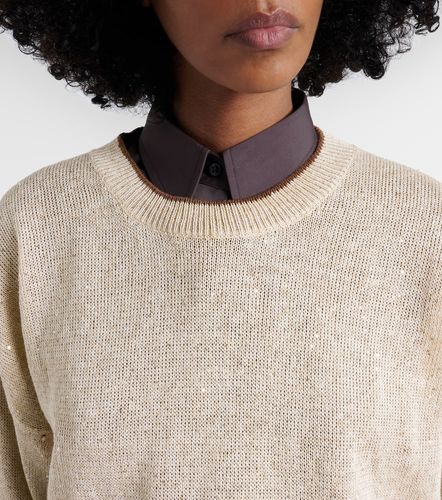 Pull en lin mélangé à sequins - Brunello Cucinelli - Modalova