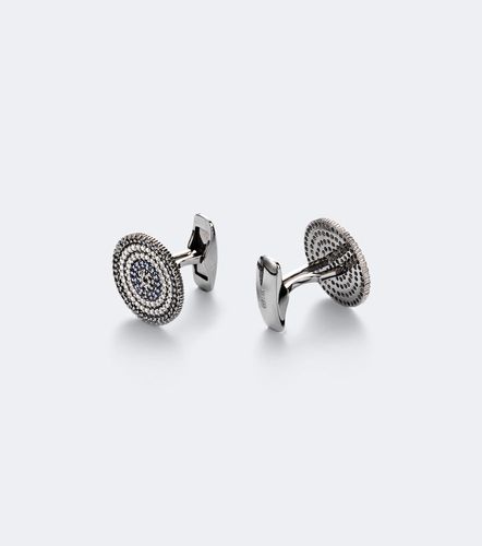 Boutons de manchettes en or blanc 14 ct, diamants et saphirs - Sydney Evan - Modalova