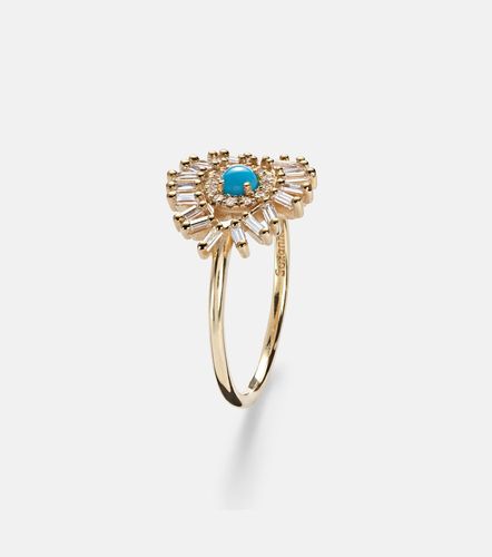 Bague Evil Eye Mini en or 18 ct, turquoise et diamants - Suzanne Kalan - Modalova