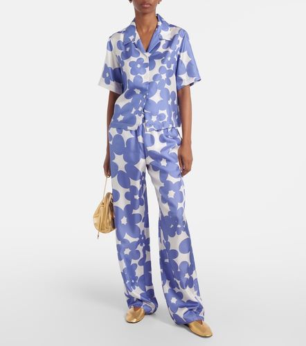 Pantalon ample en soie à motif floral - Marni - Modalova