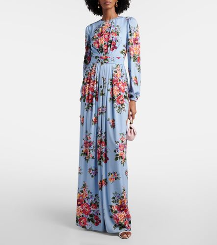 Robe longue en soie mélangée à fleurs - Dolce&Gabbana - Modalova