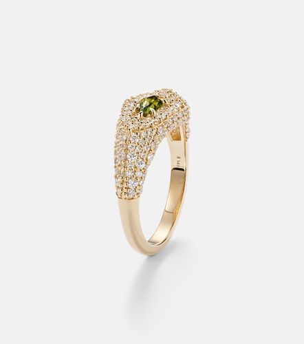 Chevalière Shield en or 14 ct, diamants et tourmaline - Stone and Strand - Modalova