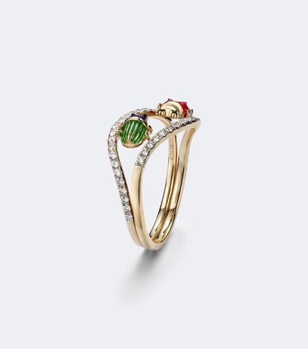 Yvonne Léon Alliances Coccinelle Scarabée en or 9 ct, émail et diamants - Yvonne Leon - Modalova