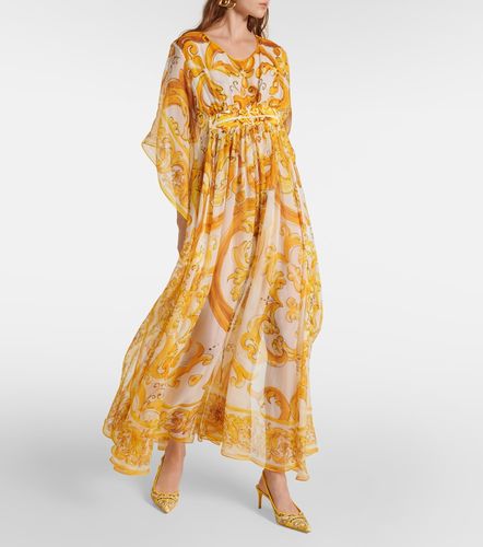 Robe longue Majolica en soie - Dolce&Gabbana - Modalova