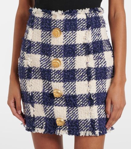 Mini-jupe taille haute à carreaux - Balmain - Modalova