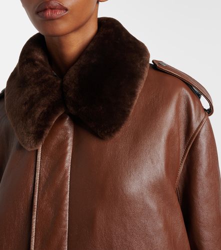Veste bomber en cuir et shearling - Prada - Modalova