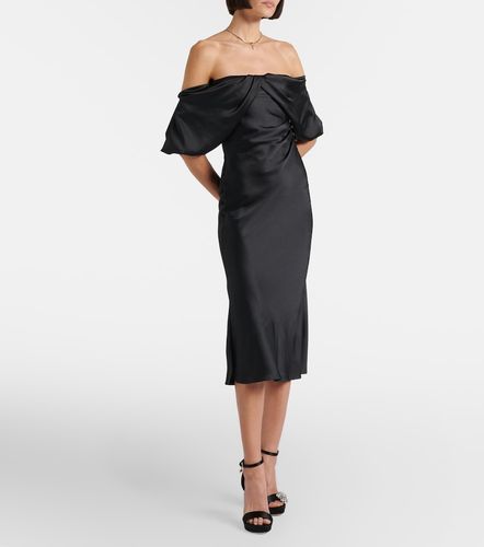 Robe midi en satin à encolure bardot - McQueen - Modalova