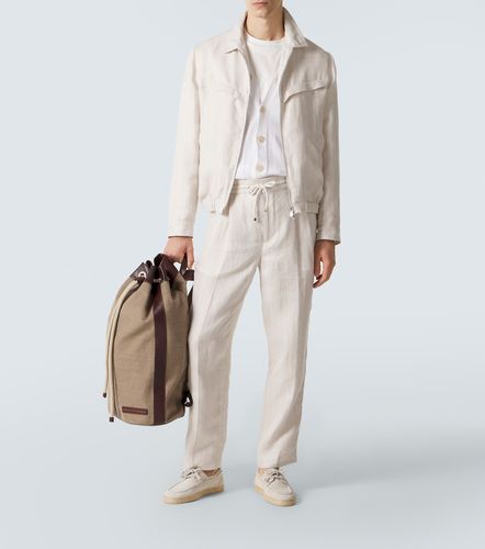 Pantalon droit en lin et coton à rayures - Brunello Cucinelli - Modalova