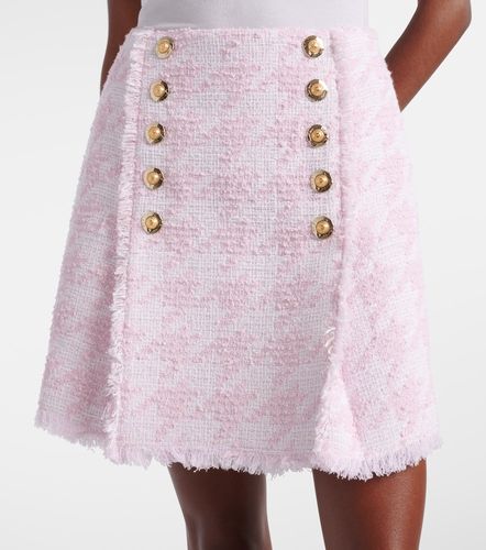 Mini-jupe en coton mélangé à carreaux - Balmain - Modalova