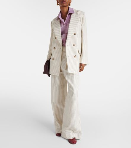 Blazer à rayures en coton et lin - Frame - Modalova