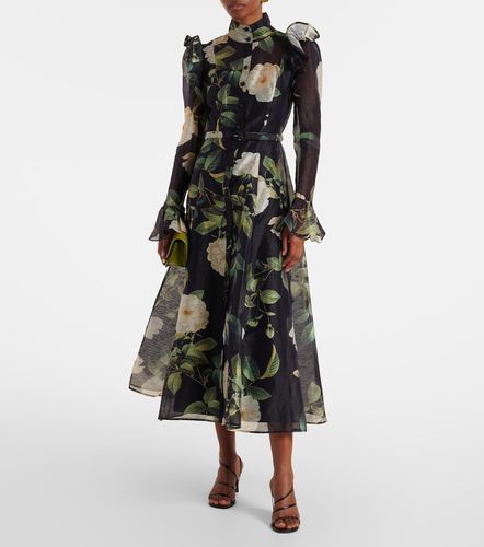 Robe midi Katrina en lin mélangé à fleurs - Leo Lin - Modalova