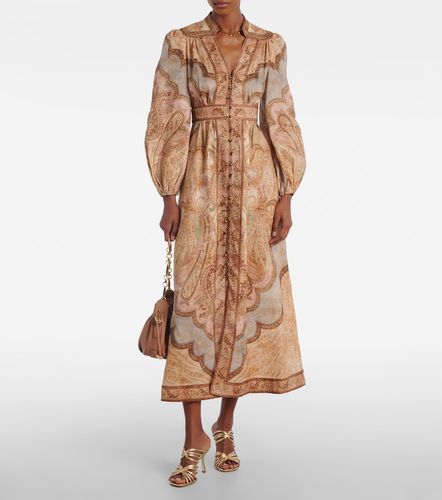 Robe chemise Wanderlust imprimée en lin - Zimmermann - Modalova
