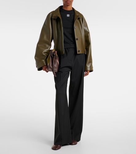 Pantalon droit à taille mi-haute en laine à logo - Loewe - Modalova