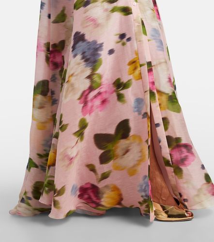 Robe longue en lin et soie à fleurs - Carolina Herrera - Modalova