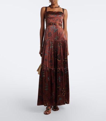 Robe longue Lima en satin à imprimé - Agua by Agua Bendita - Modalova