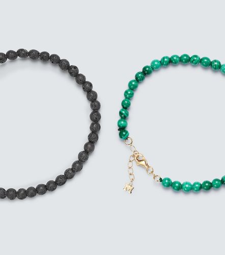 Set de 2 bracelets à perles fantaisie en or 14 ct, malachite et roche de lave - Mateo - Modalova