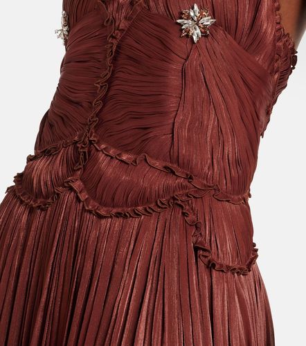Robe en georgette froncée à ornement - Costarellos - Modalova