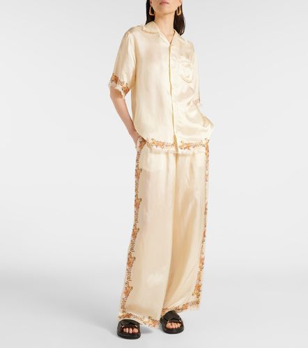 Pantalon droit en satin imprimé - Marni - Modalova