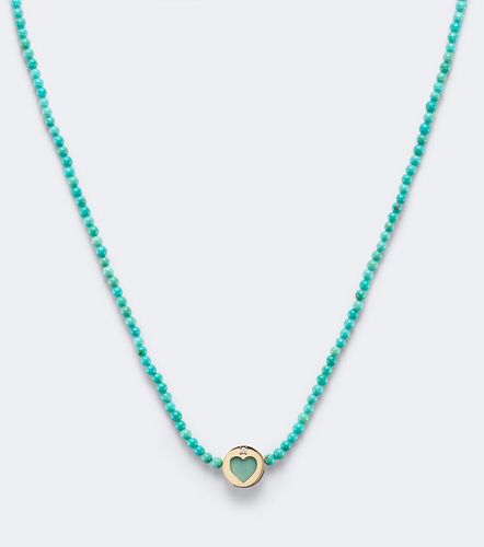 Collier Icon Heart en or 14 ct, perles, turquoise et diamant - Sydney Evan - Modalova