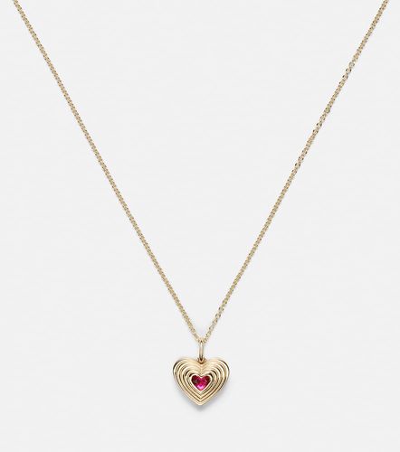Collier chaîne Fluted Heart en or 14 ct et rubis - Sydney Evan - Modalova