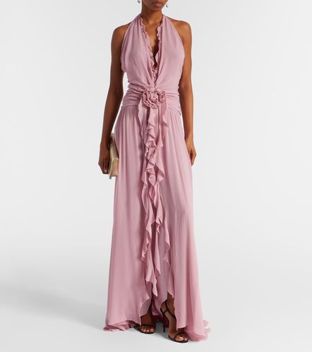 Robe longue en georgette à volants - Blumarine - Modalova
