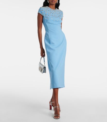 Robe midi en laine mélangée à cristaux - Oscar de la Renta - Modalova