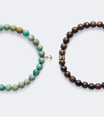 Set de 2 bracelets en or 14 ct, turquoises et jaspes - Sydney Evan - Modalova