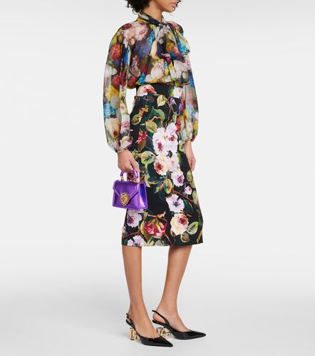 Jupe midi Rose Garden en charmeuse - Dolce&Gabbana - Modalova