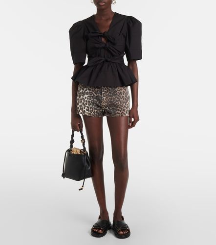Short en jean à motif léopard - Ganni - Modalova