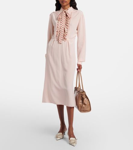 Robe midi ceinturée en soie à pois - Prada - Modalova