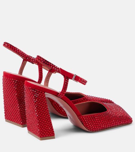 Escarpins Charlotte Crystal 95 en daim - Amina Muaddi - Modalova