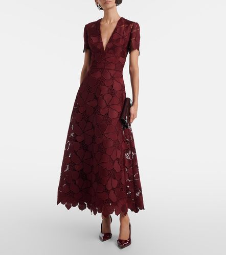 Robe longue dentelle de soie mélangée - Elie Saab - Modalova
