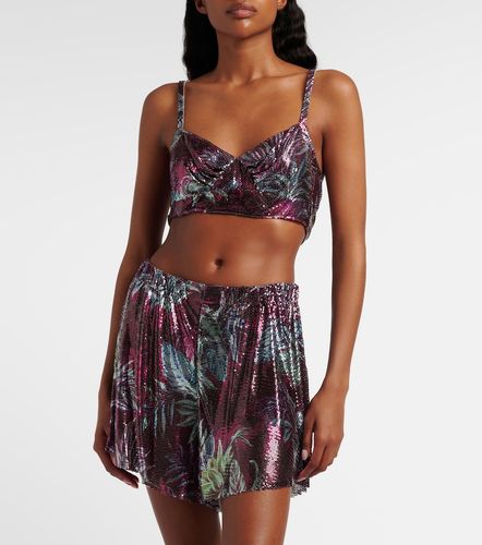 Crop top floral en cotte de mailles - Rabanne - Modalova
