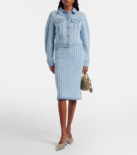 Jupe crayon rayée en denim - Nina Ricci - Modalova