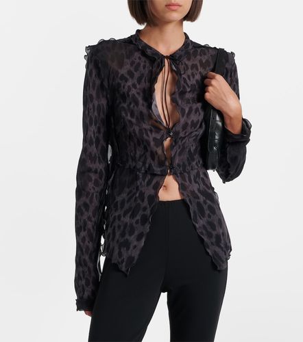 Chemise en soie mélangée à imprimé léopard - Gucci - Modalova