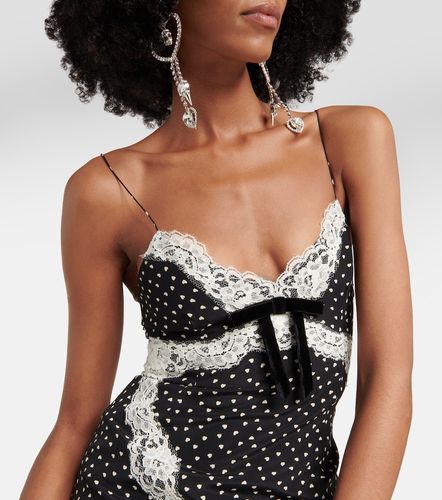 Robe midi en soie à pois et à dentelle - Alessandra Rich - Modalova
