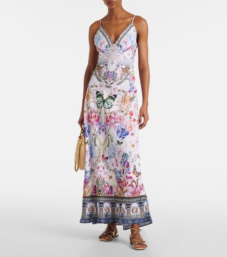 Robe imprimée en lin à cristaux - Camilla - Modalova