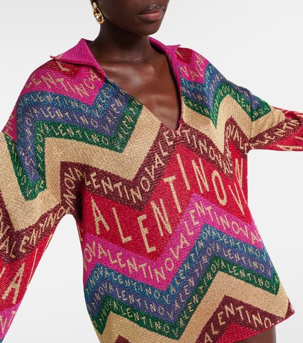 Pull en intarsia de soie à logo - Valentino - Modalova