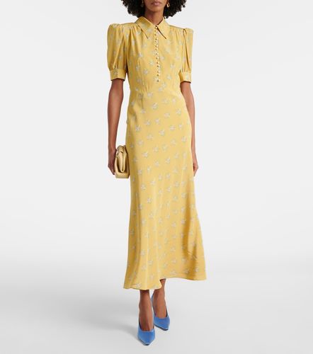 Robe midi en soie à fleurs - Alessandra Rich - Modalova