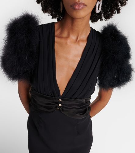 Robe longue en georgette de soie à plumes - Alessandra Rich - Modalova
