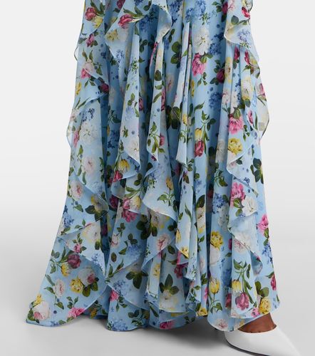 Robe en soie à fleurs et volants - Carolina Herrera - Modalova