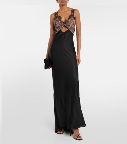 Robe longue en dentelle et satin - Self-Portrait - Modalova