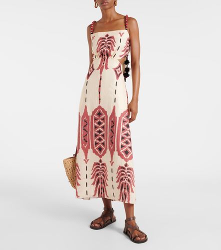 Robe midi en lin imprimée et brodée - Johanna Ortiz - Modalova