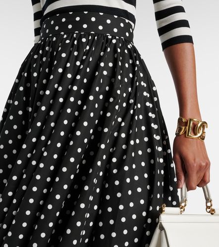 Jupe midi taille haute en coton à pois - Dolce&Gabbana - Modalova
