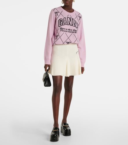 Pull en laine mélangée à logo intarsia - Ganni - Modalova