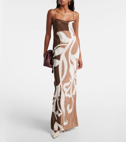 Robe longue en satin de soie à fleurs - SIR - Modalova