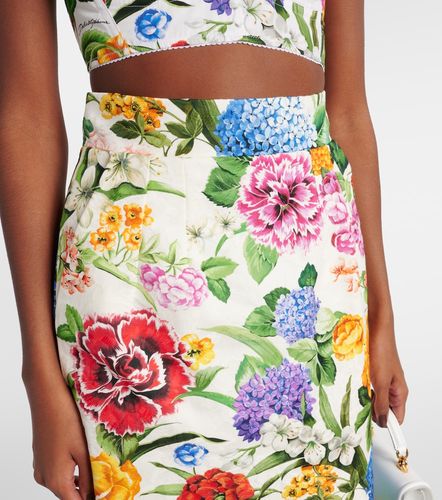 Jupe crayon en coton à fleurs - Dolce&Gabbana - Modalova