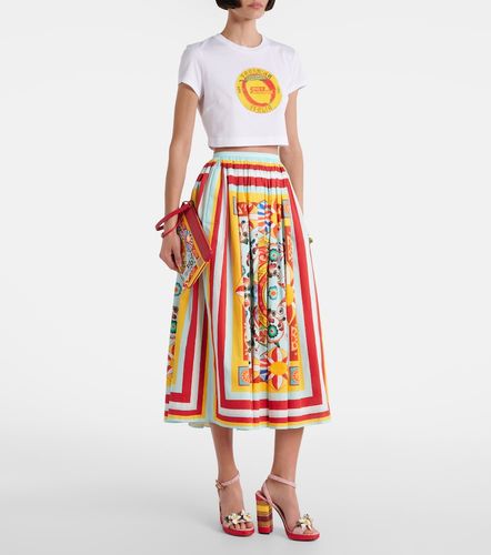 T-shirt raccourci imprimé en coton - Dolce&Gabbana - Modalova